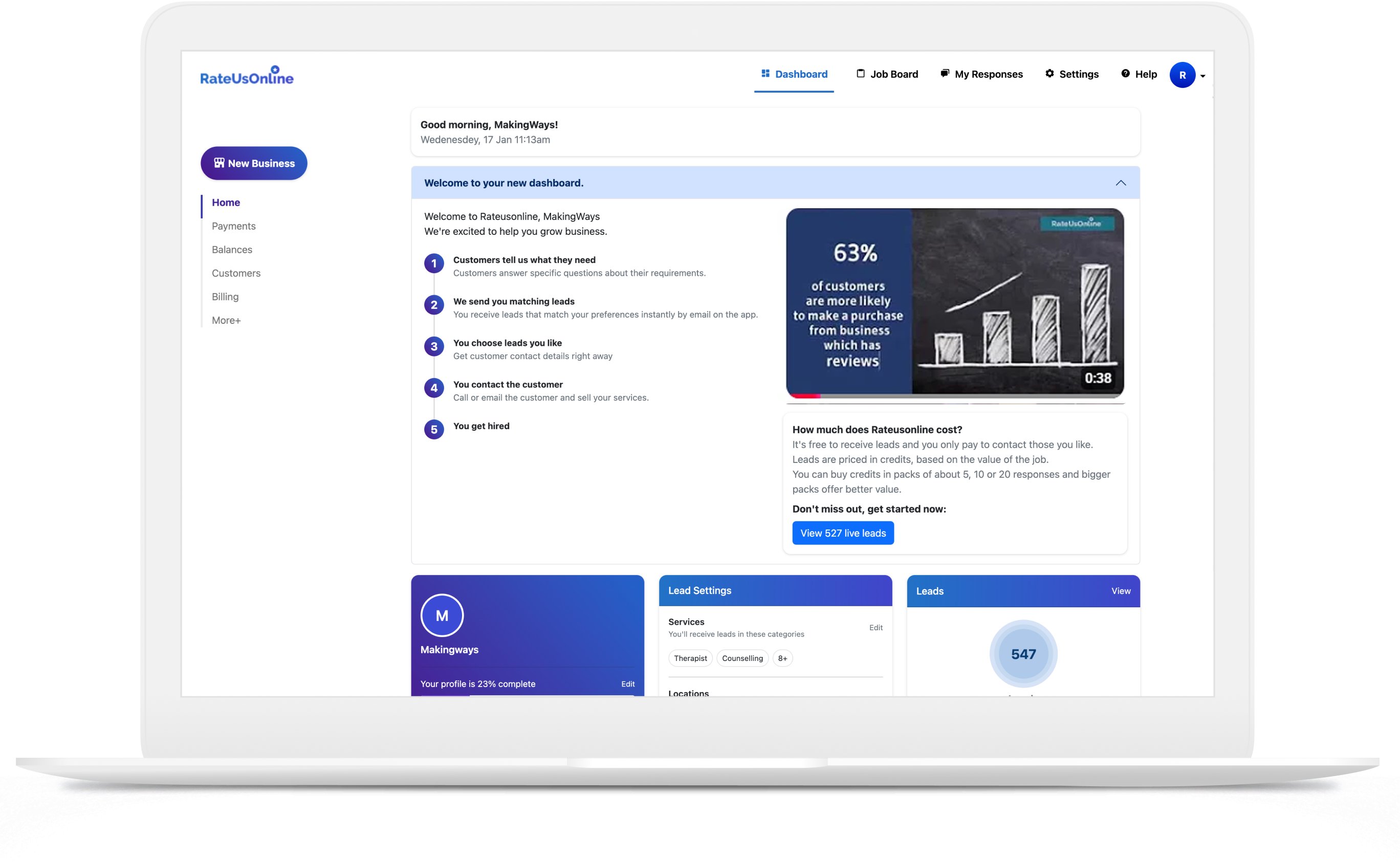 Review management dashboard